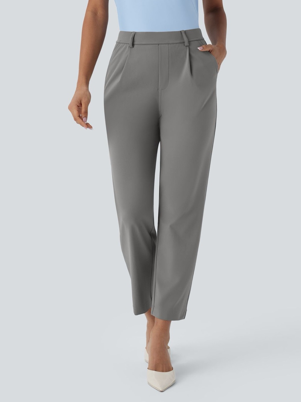 HALARA Women's Gray Tailored High-Waist Dress Pants Small